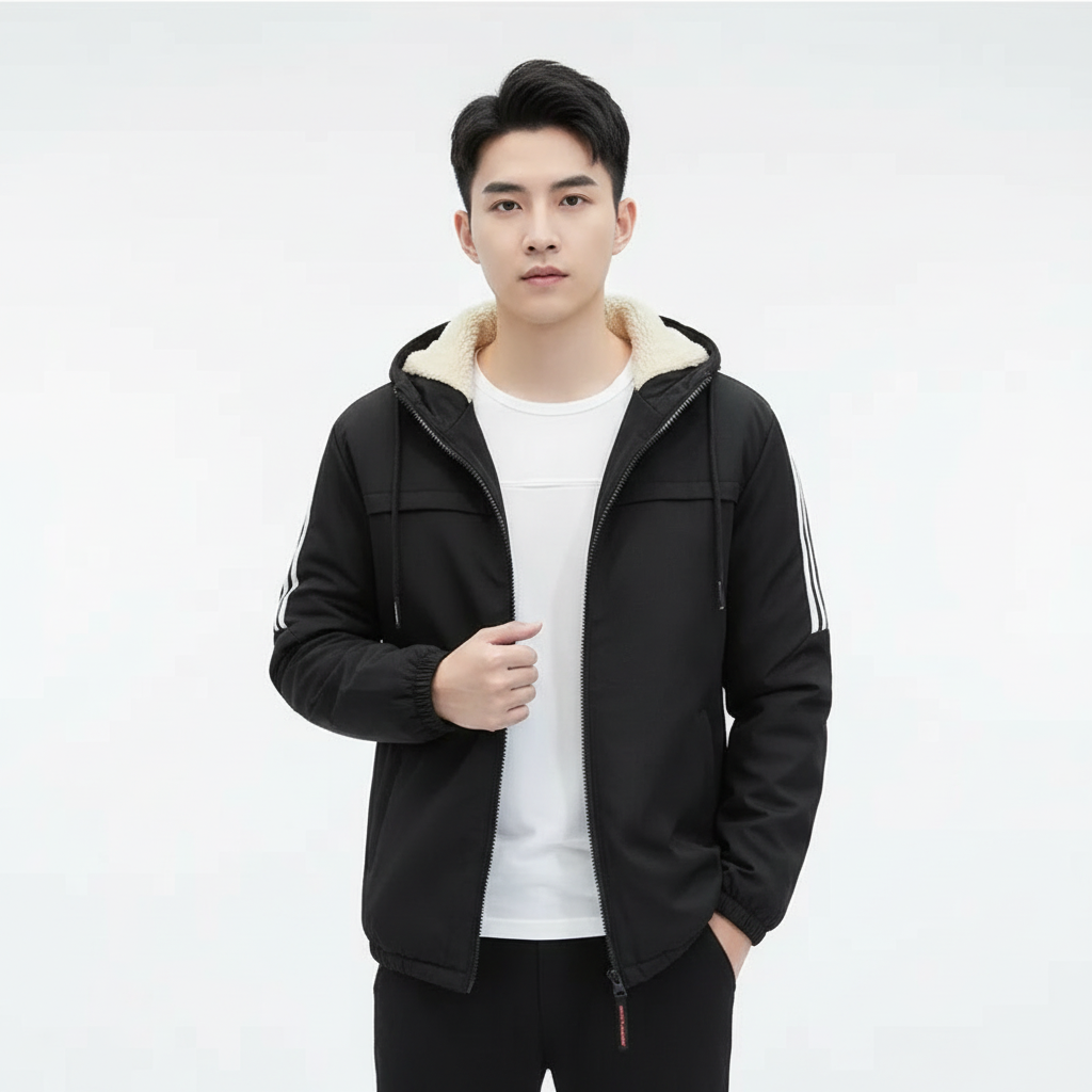 Aiden | Men's Bomber Jacket With Hood And Zip Closure | Casual