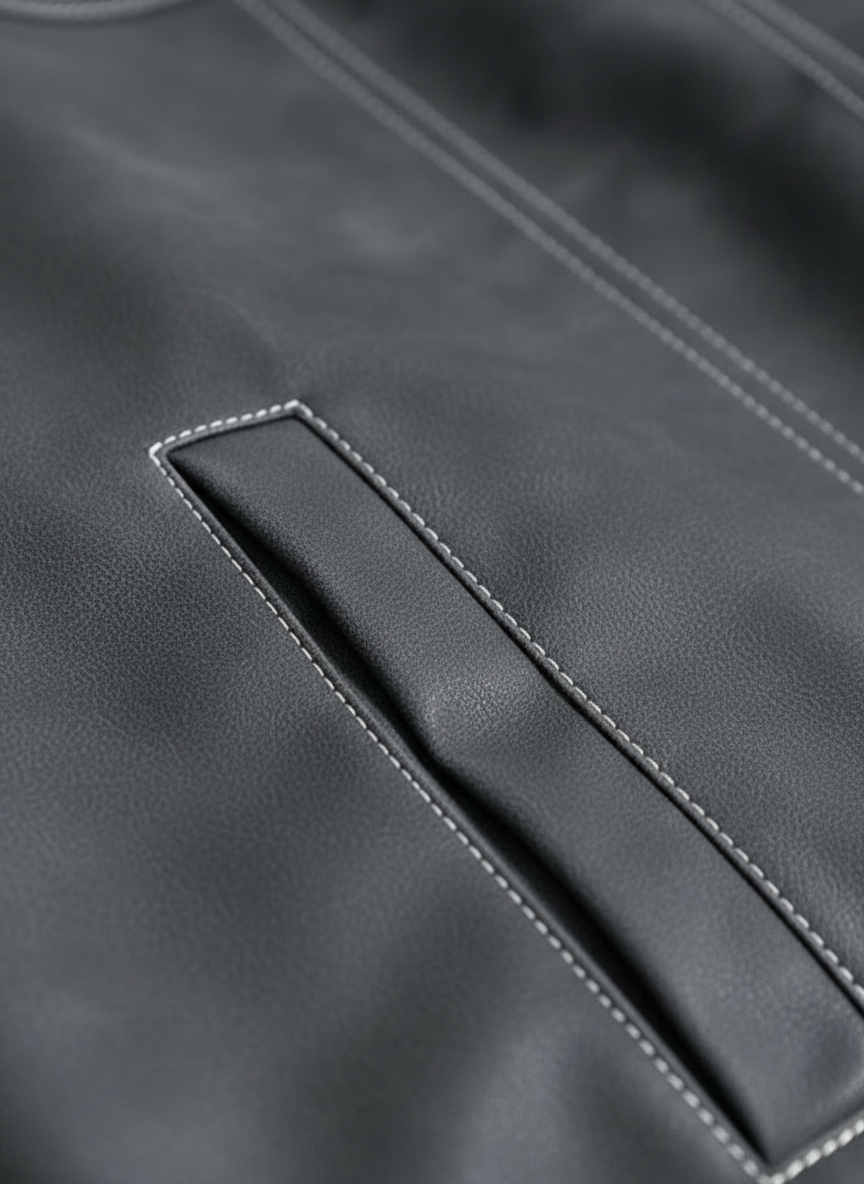 Aiden | Men's Leather Jacket With Zip Closure And Side Pockets | Casual