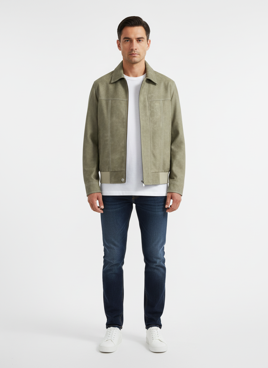 Aiden | Men's Leather Jacket With Zip Closure And Side Pockets | Casual
