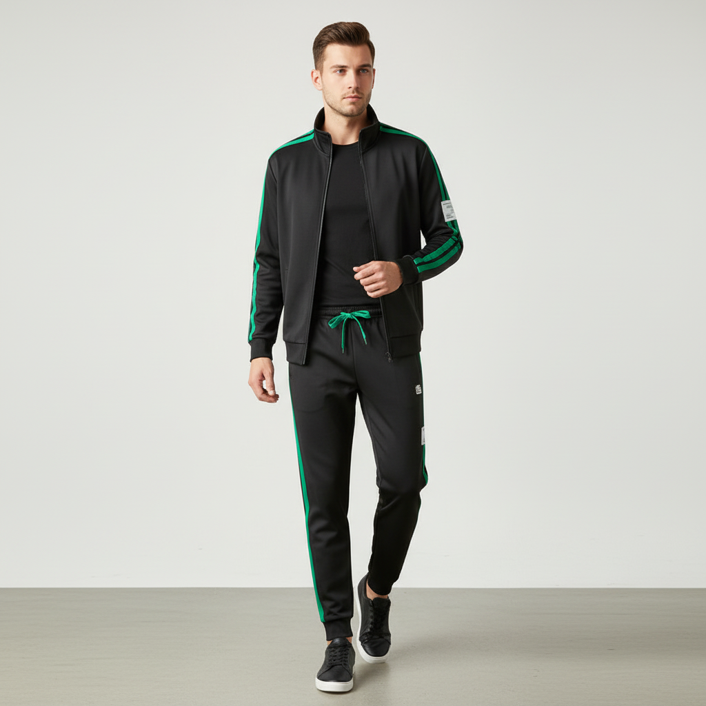 Aiden | Men's Two Piece Set With Zip Jacket And Drawstring Pants | Sporty