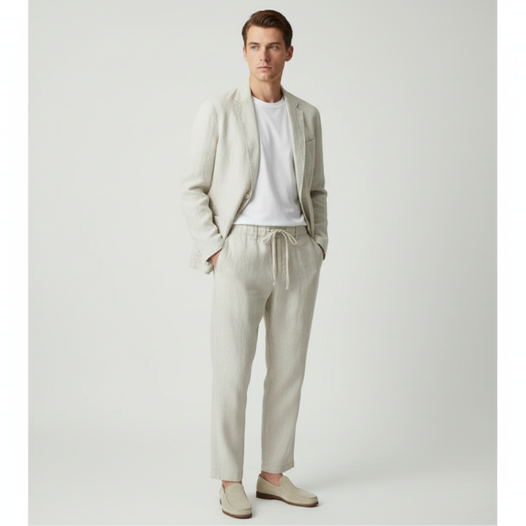 Aiden | Men's Two Piece Suit With Notch Lapel And Drawstring Pants | Smart Casual
