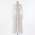 Alina | Women’s Day Maxi Dress With V-Neck Design And Long Puff Sleeves | Elegant