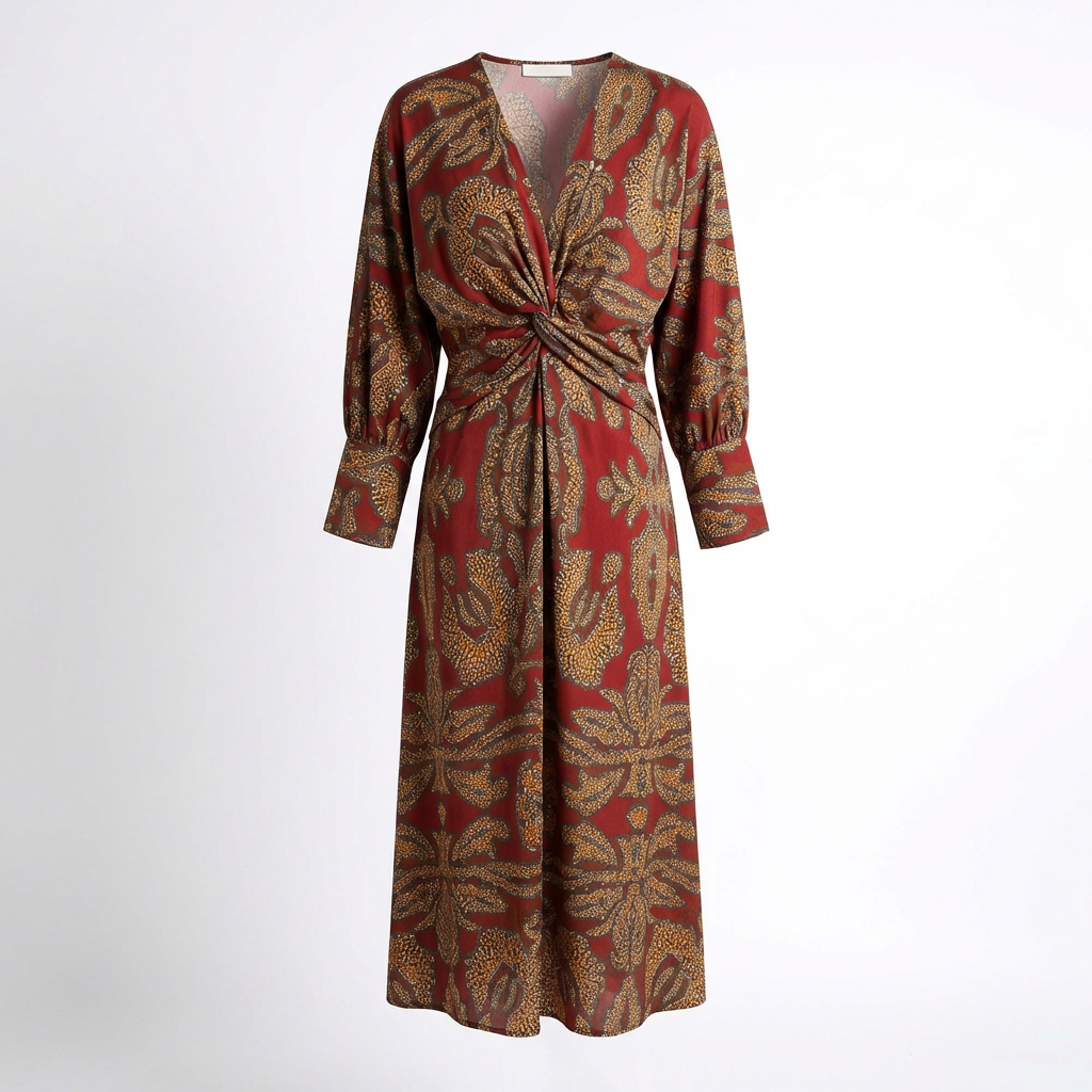 Amara | Women’s Formal Maxi Dress With Printed Design And V-Neck Wrap Style | Elegant