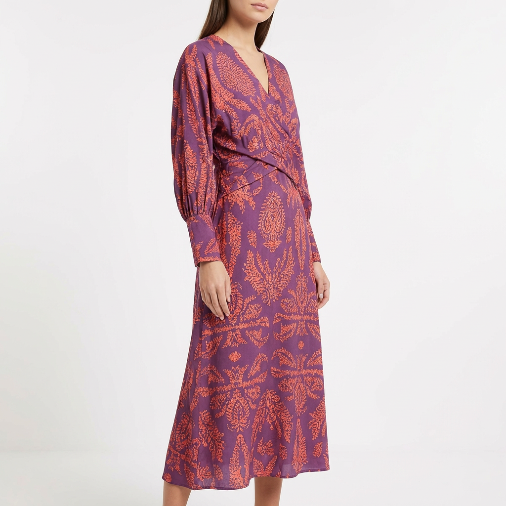 Amara | Women’s Formal Maxi Dress With Printed Design And V-Neck Wrap Style | Elegant