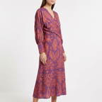 Amara | Women’s Formal Maxi Dress With Printed Design And V-Neck Wrap Style | Elegant