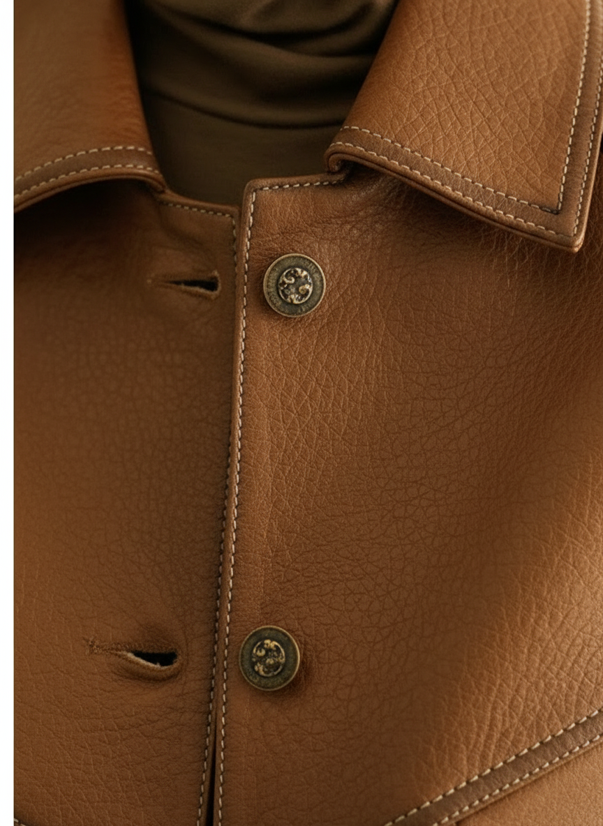Amara | Women's Leather Jacket With Quilted Shoulder Design And Zip Front