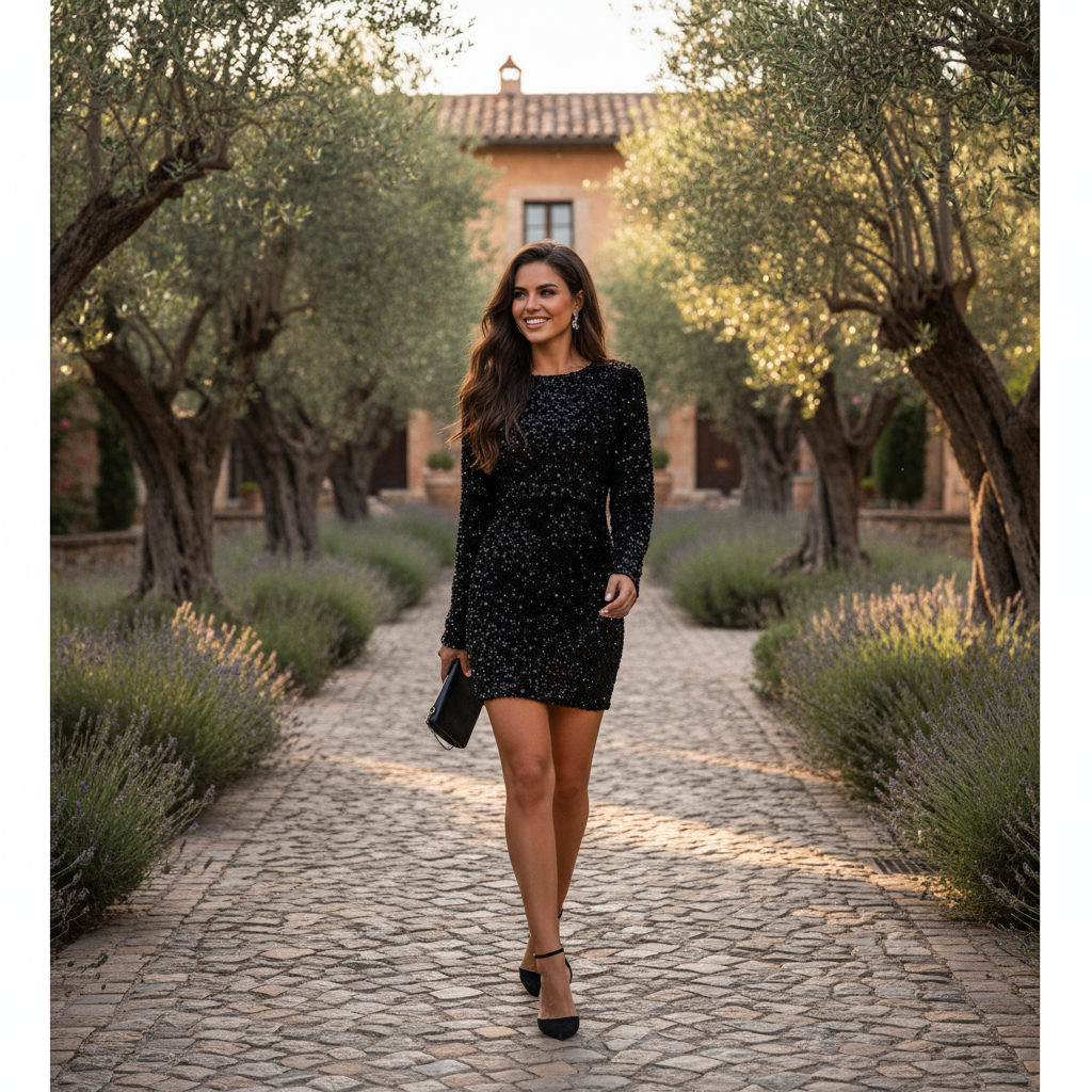 Amara | Women's Prom Mini Dress With High Neck And Elegant Lace Sleeves