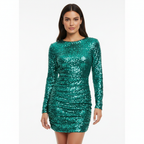Amara | Women's Prom Mini Dress With High Neck And Elegant Lace Sleeves