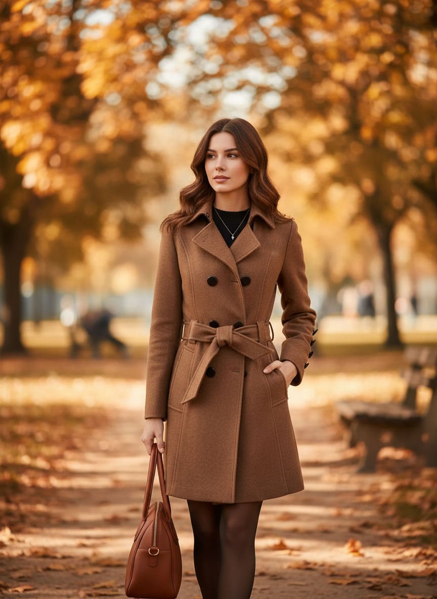 Amara | Women's Trench Coat With Double Breasted Front And Belted Waist