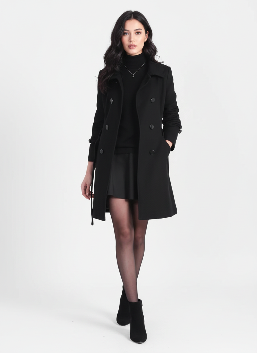 Amara | Women's Trench Coat With Double Breasted Front And Belted Waist