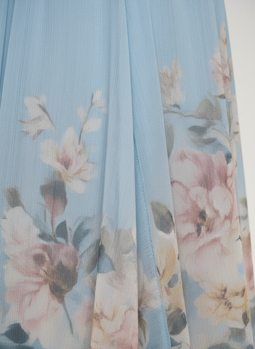 Amara | Women's Wedding Maxi Guest Dress With Printed Floral Design And Flutter Sleeves