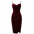 Amelia | Women’s Cocktail Midi Dress With Cowl Neckline And Ruched Draping | Glamorous