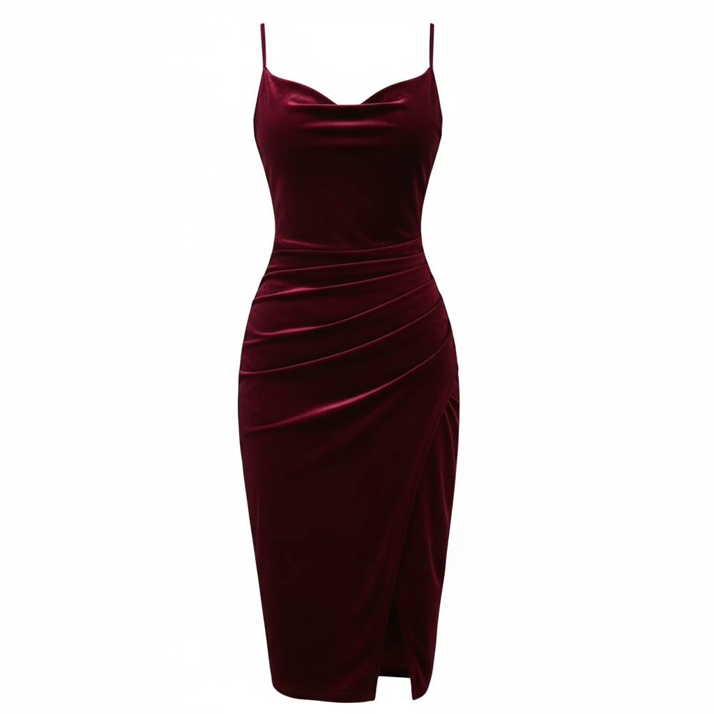 Amelia | Women’s Cocktail Midi Dress With Cowl Neckline And Ruched Draping | Glamorous