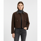 Arielle | Women's Bomber Jacket With Patch Pockets And Contrast Collar | Modern
