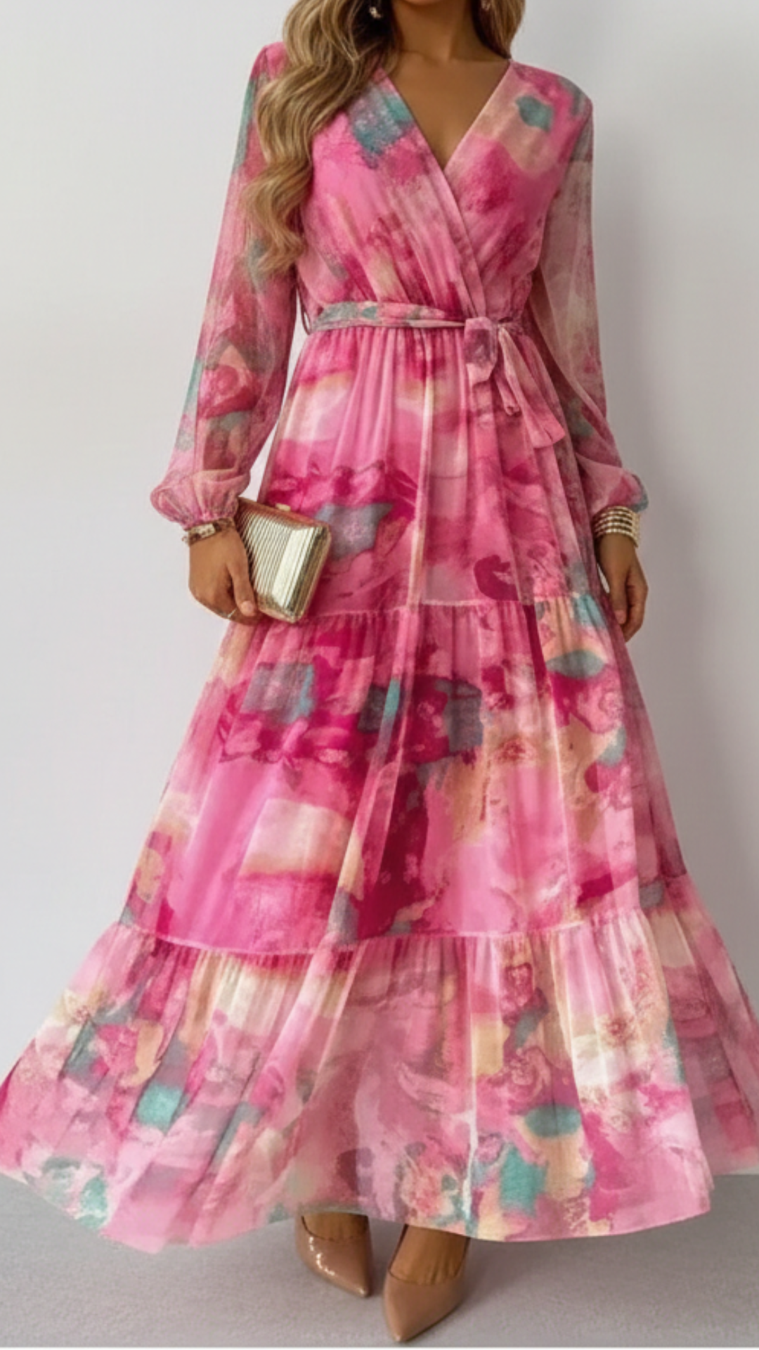 Aurelia | Women's Floral Dress With Wrap Front And Flowing Maxi Length