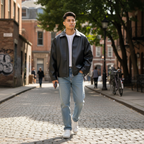 Ava | Men's Leather Jacket With Zip Closure And Point Collar | Minimalist