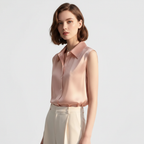 Ava | Women's Blouse With Sleeveless Design And Button Closure | Elegant