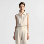 Ava | Women's Blouse With Sleeveless Design And Button Closure | Elegant