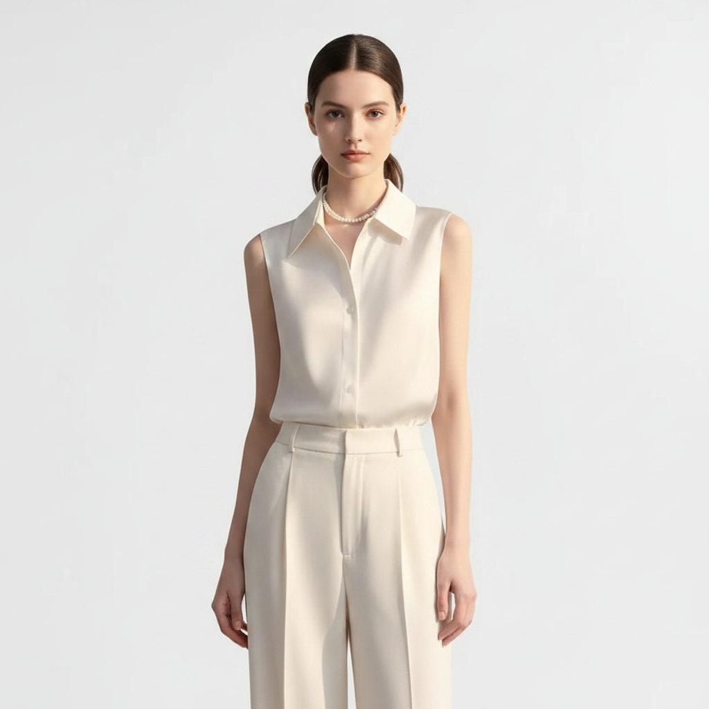 Ava | Women's Blouse With Sleeveless Design And Button Closure | Elegant