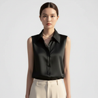 Ava | Women's Blouse With Sleeveless Design And Button Closure | Elegant