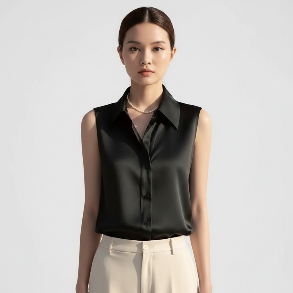 Ava | Women's Blouse With Sleeveless Design And Button Closure | Elegant