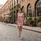 Ava | Women's Bodycon Midi Dress With Asymmetric Neckline And Draped Detail | Elegant