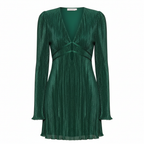 Ava | Women's Bodycon Mini Dress With Pleated Texture And Long Flared Sleeves | Chic
