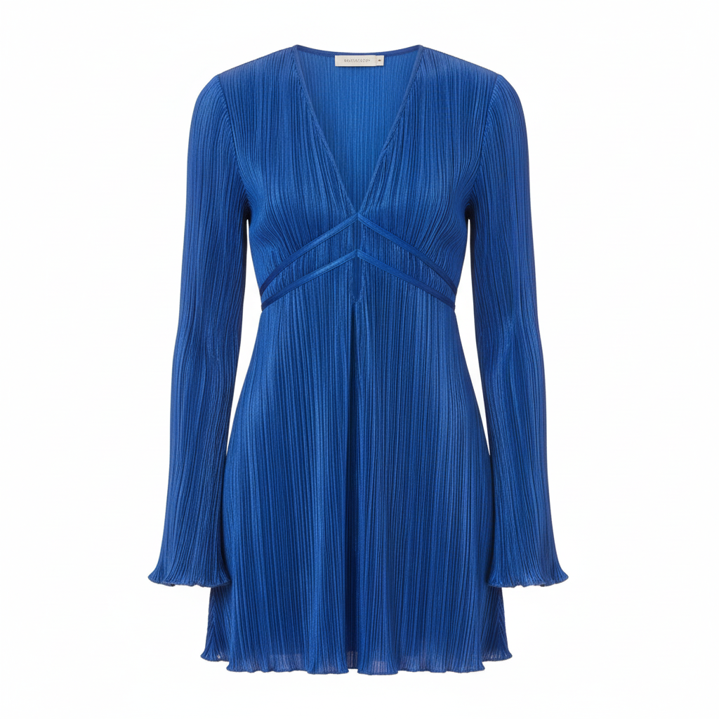 Ava | Women's Bodycon Mini Dress With Pleated Texture And Long Flared Sleeves | Chic
