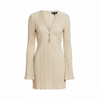 Ava | Women's Bodycon Mini Dress With Pleated Texture And Long Flared Sleeves | Chic