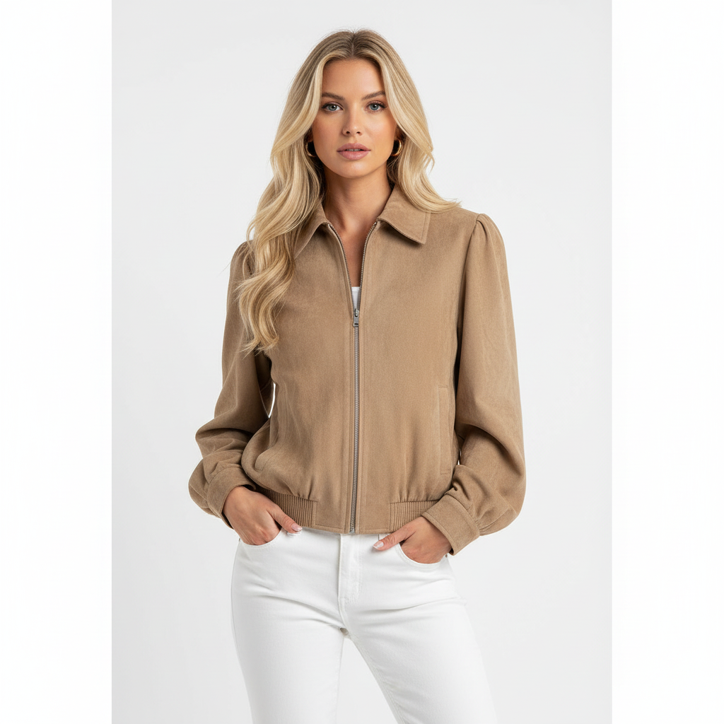 Ava | Women's Bomber Jacket With High Neck And Chest Pockets | Utility