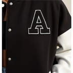Ava | Women's Bomber Jacket With Snap Button Closure And Letter Patch | Casual