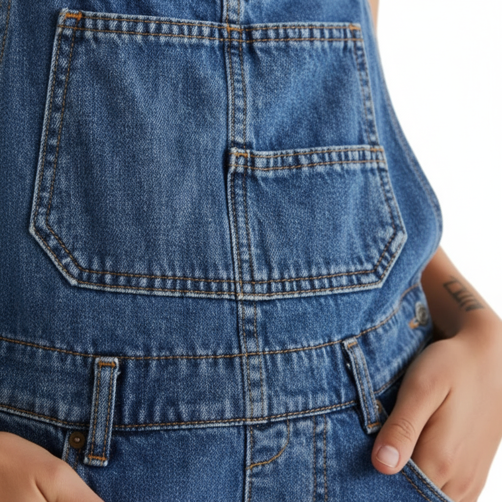 Ava | Women's Denim Shorts With Bib Front And Rolled Hem | Casual