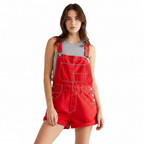 Ava | Women's Denim Shorts With Bib Front And Rolled Hem | Casual