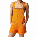 Ava | Women's Denim Shorts With Bib Front And Rolled Hem | Casual