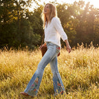 Ava | Women’s Flared Jeans With Floral Embroidery And Flared Leg Silhouette | Retro