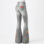 Ava | Women’s Flared Jeans With Floral Embroidery And Flared Leg Silhouette | Retro