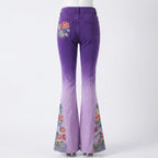 Ava | Women’s Flared Jeans With Floral Embroidery And Flared Leg Silhouette | Retro