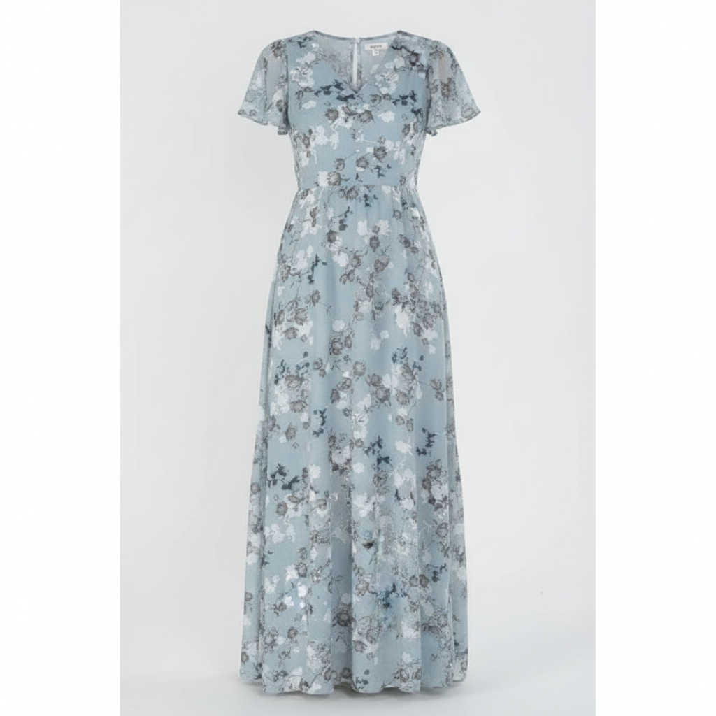Ava | Women's Graduation Maxi Dress With V-Neckline And Flutter Sleeves | Elegant