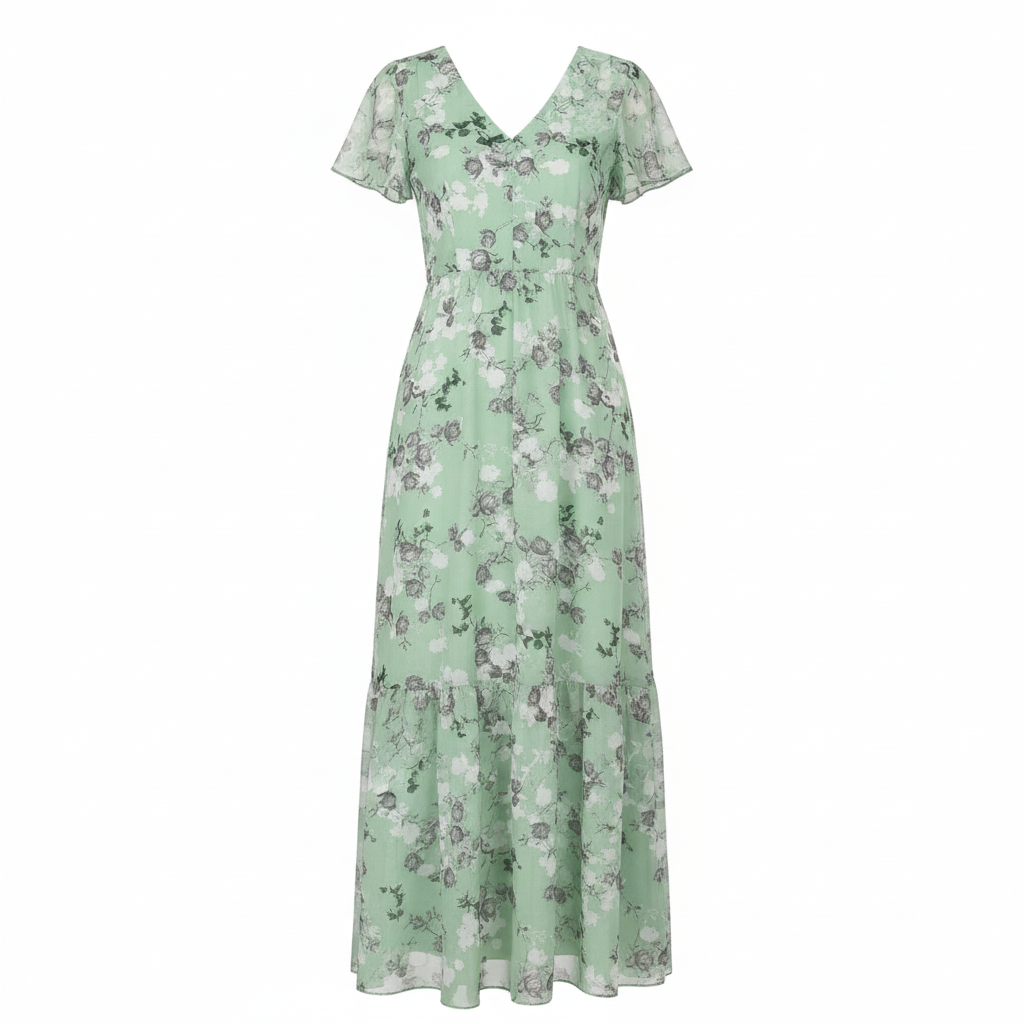 Ava | Women's Graduation Maxi Dress With V-Neckline And Flutter Sleeves | Elegant