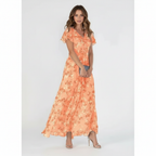 Ava | Women's Graduation Maxi Dress With V-Neckline And Flutter Sleeves | Elegant