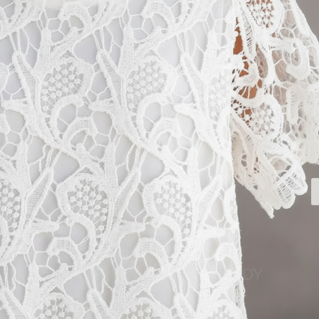 Ava | Women's Mini Lace Dress With Short Sleeves And Openwork Design | Summer