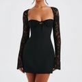 Ava | Women's Lace Mini Dress With Sweetheart Neckline And Long Lace Sleeves | Glamorous