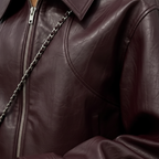 Ava | Women's Leather Jacket With Front Zip And Shirt Collar | Minimalist