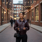 Ava | Women's Leather Jacket With Front Zip And Shirt Collar | Minimalist