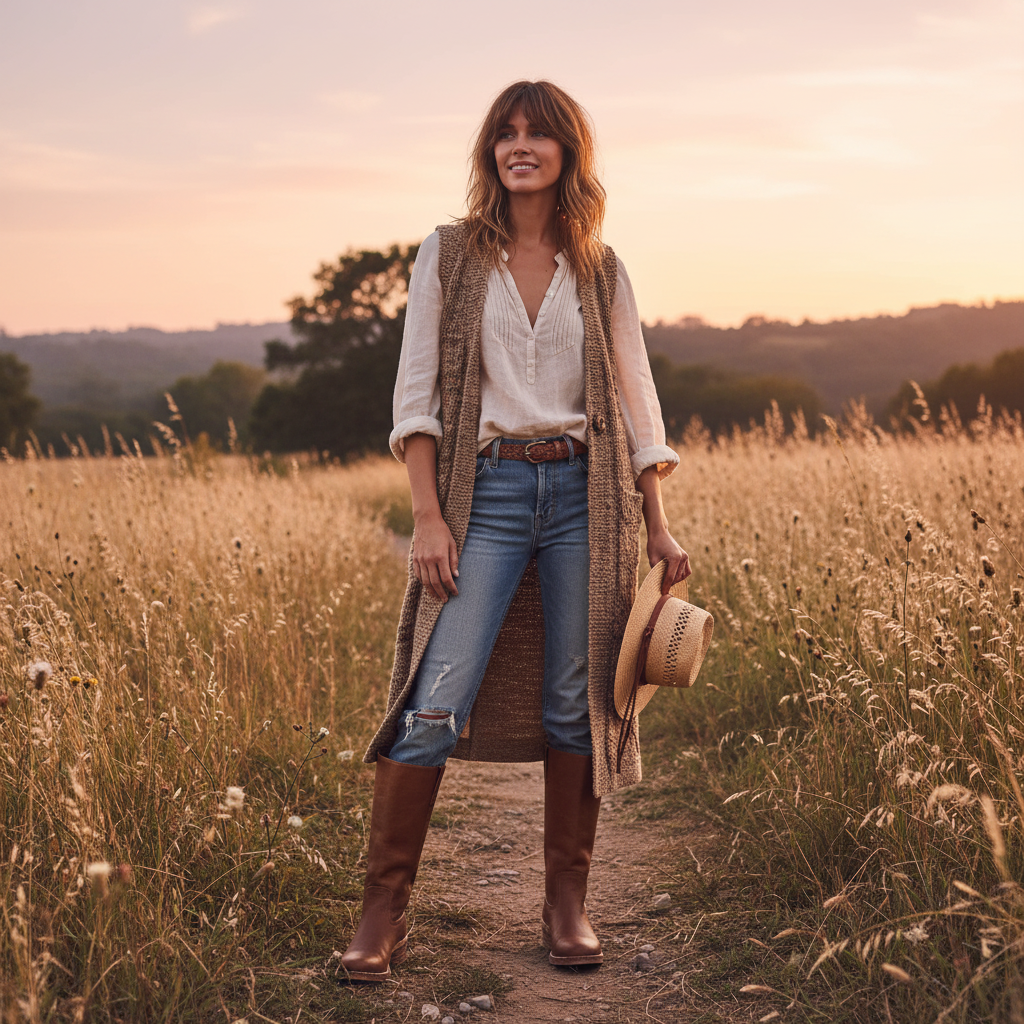 Ava | Women's Leather Knee-High Boots With Block Heel And Sleek Panel Design | Classic