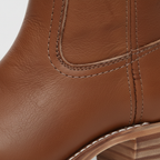 Ava | Women's Leather Knee-High Boots With Block Heel And Sleek Panel Design | Classic