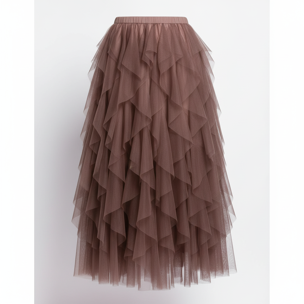 Ava | Women's Midi Skirt With Layered Tulle And Asymmetric Panels | Chic