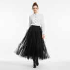 Ava | Women's Midi Skirt With Layered Tulle And Asymmetric Panels | Chic