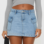 Ava | Women's Mini Skirt With Cargo Pockets And Button Closure | Casual