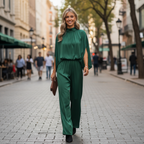 Ava | Women's One-Piece Jumpsuit With High Neck And Wide Leg | Elegant